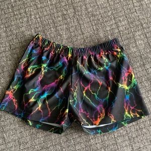 Rainbow lightning spandex shorts